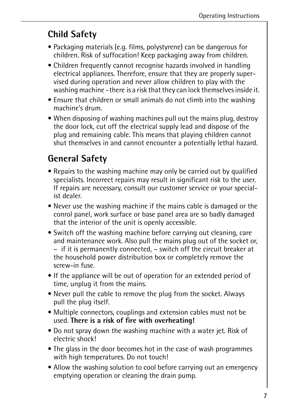 Child safety, General safety | AEG LAVAMAT W 808 User Manual | Page 7 / 52