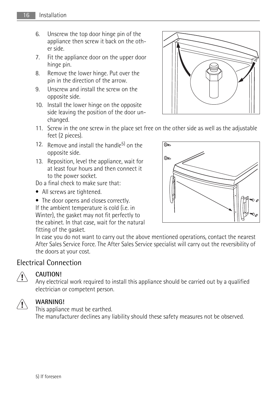 Electrical connection | AEG A81000TNX0 User Manual | Page 16 / 20