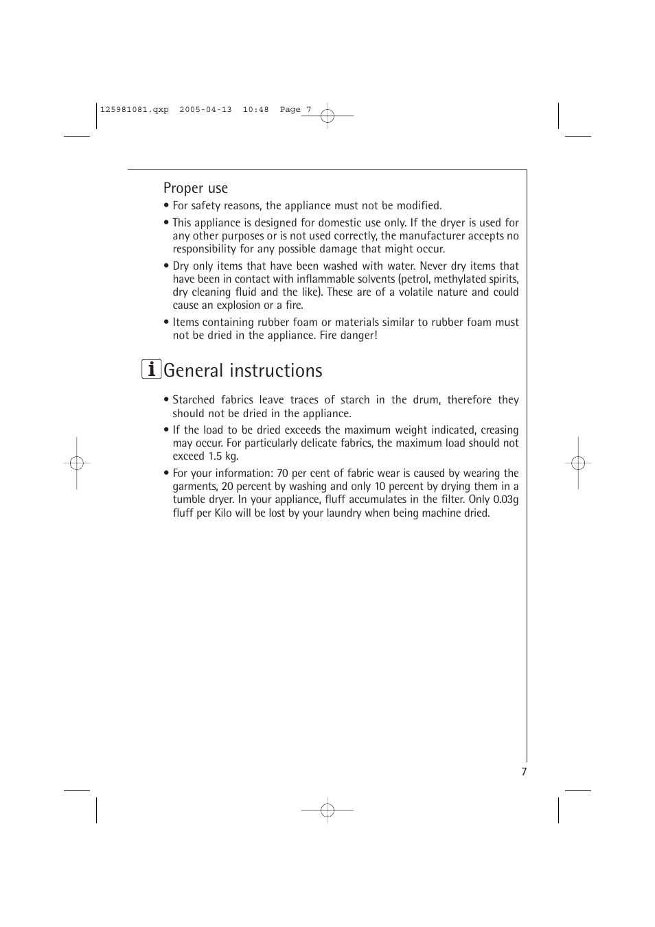 General instructions, Proper use | AEG LAVATHERM T37400 User Manual | Page 7 / 28