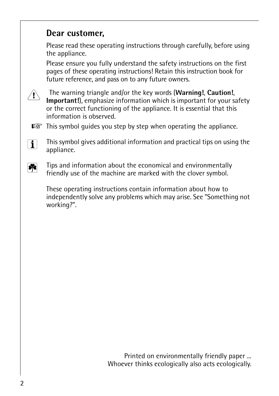 Dear customer | AEG LAVATHERM 57700 User Manual | Page 2 / 40