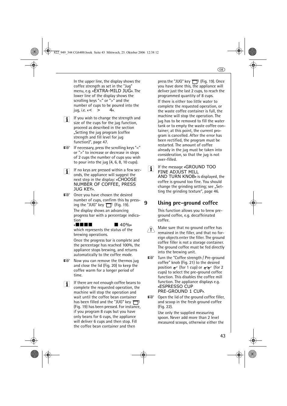 9using pre-ground coffee | AEG CG 6400 User Manual | Page 17 / 33