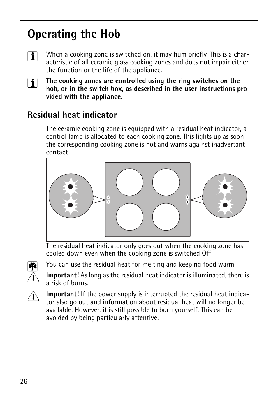 Operating the hob 3 | AEG 61000M User Manual | Page 8 / 24