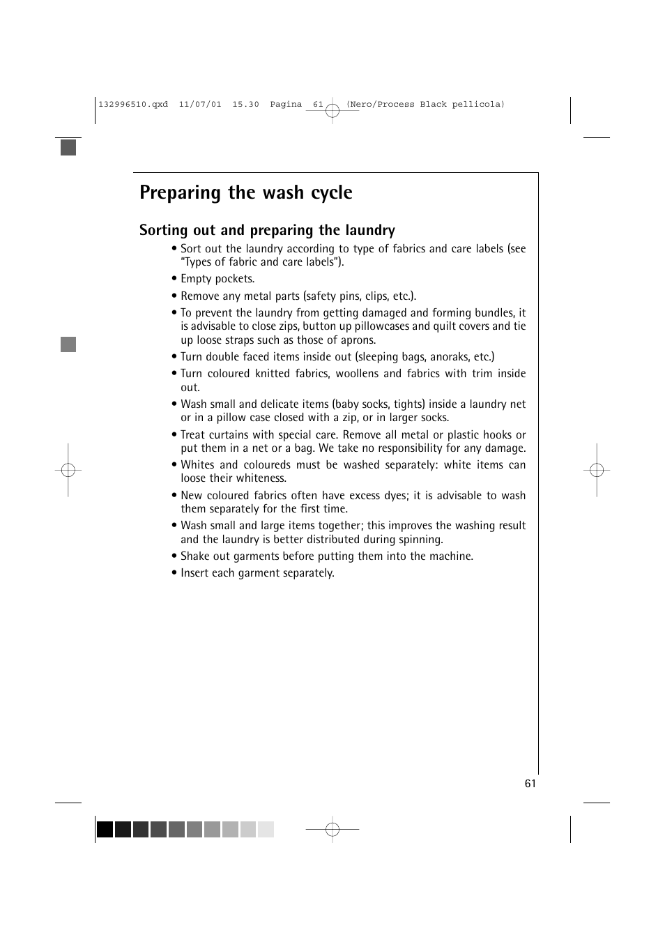 Preparing the wash cycle, Sorting out and preparing the laundry | AEG LAVAMAT TRIATHLON 60820 User Manual | Page 17 / 43