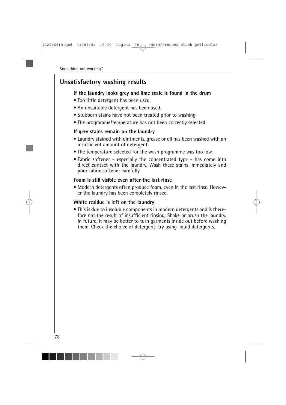 Unsatisfactory washing results | AEG LAVAMAT TRIATHLON 60820 User Manual | Page 34 / 43