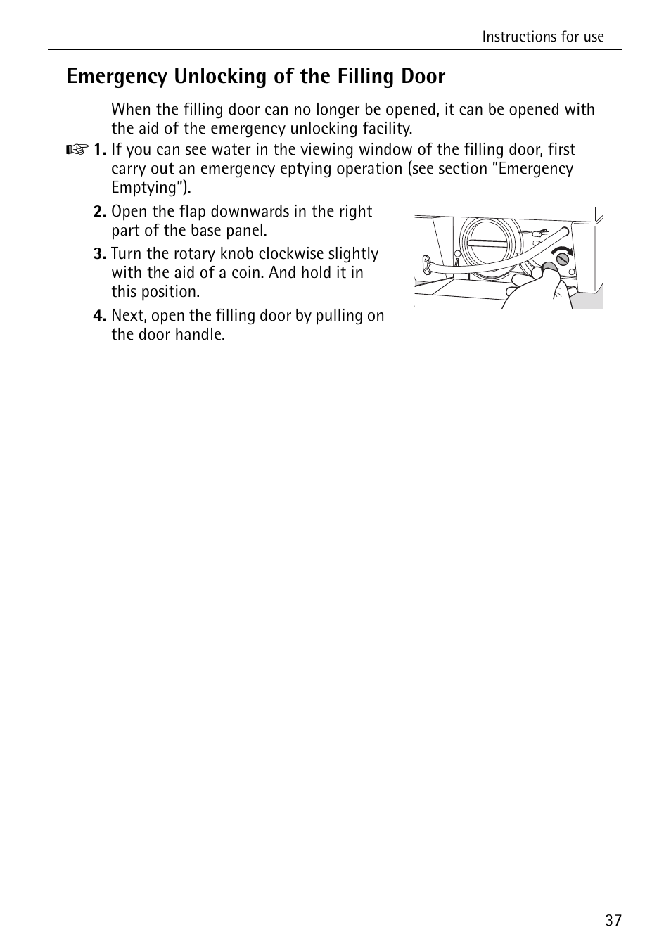 Emergency unlocking of the filling door | AEG LAVAMAT 72330 User Manual | Page 37 / 52