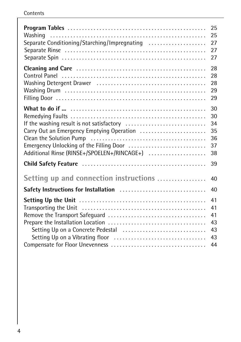 Setting up and connection instructions | AEG LAVAMAT 72330 User Manual | Page 4 / 52