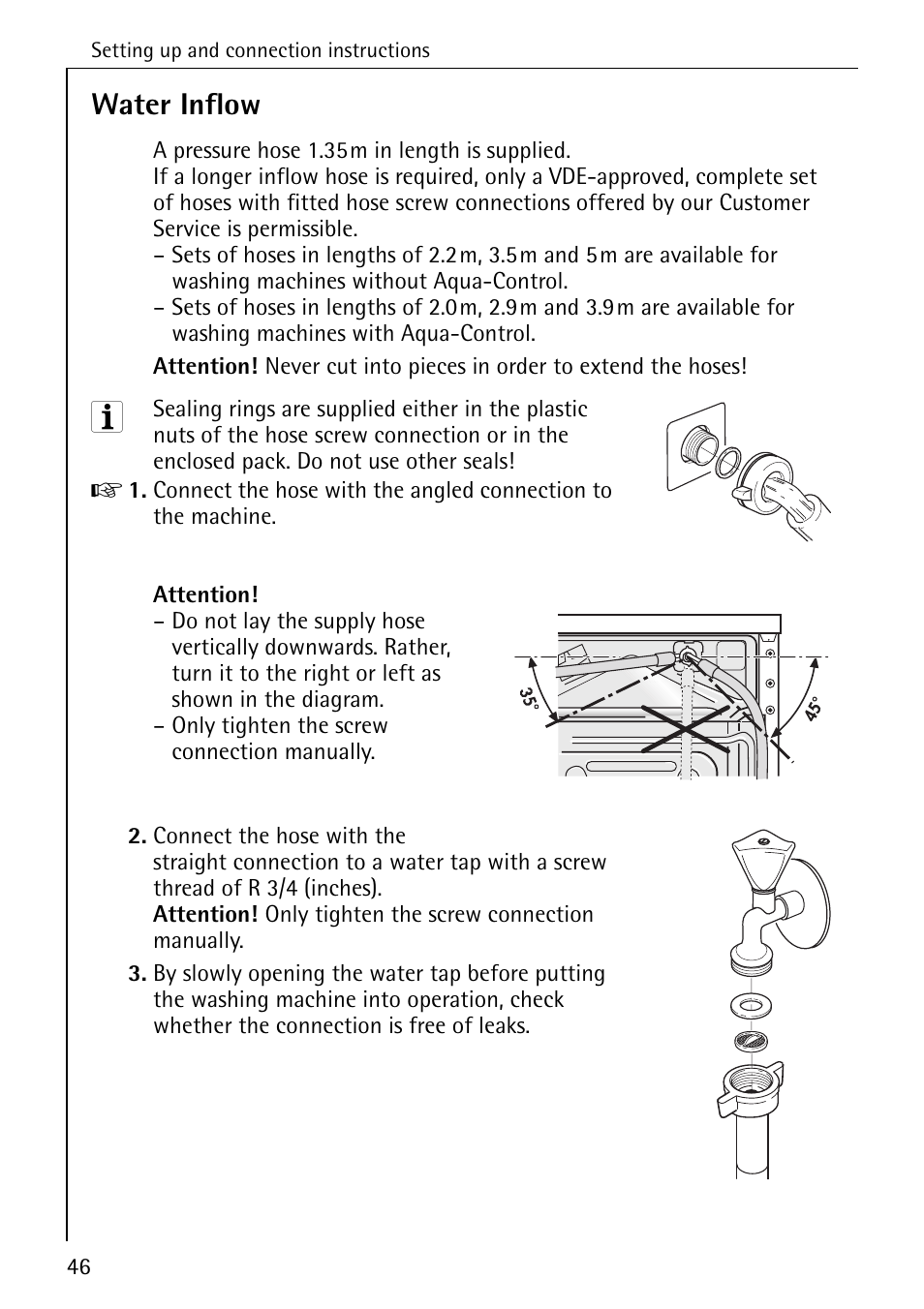 Water inflow | AEG LAVAMAT 72330 User Manual | Page 46 / 52