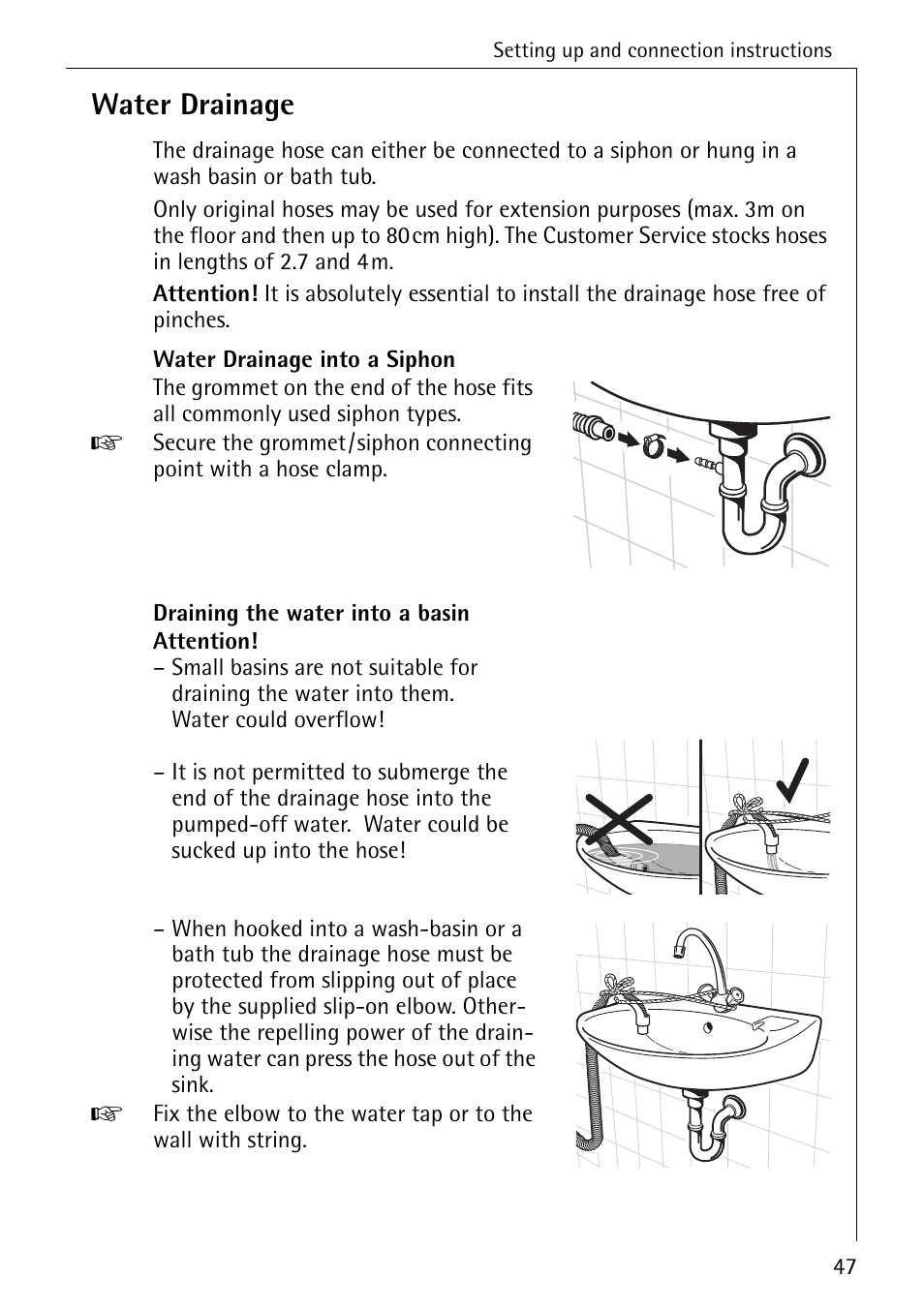 Water drainage | AEG LAVAMAT 72330 User Manual | Page 47 / 52