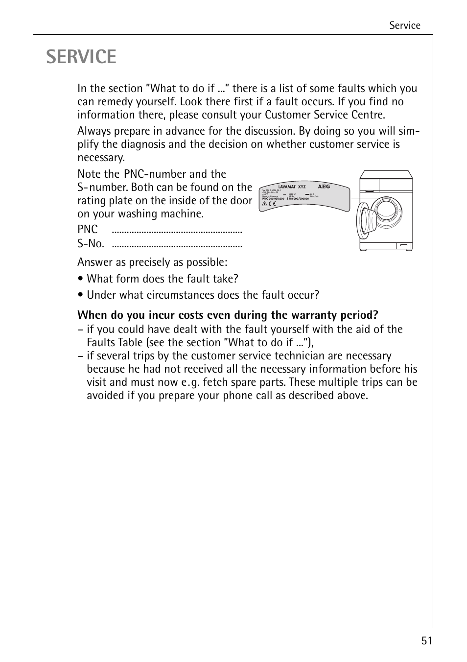 Service | AEG LAVAMAT 72330 User Manual | Page 51 / 52