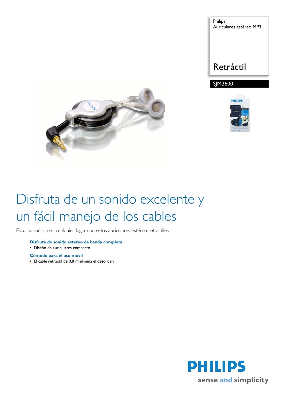 Philips Auriculares estéreo MP3 User Manual | 2 pages