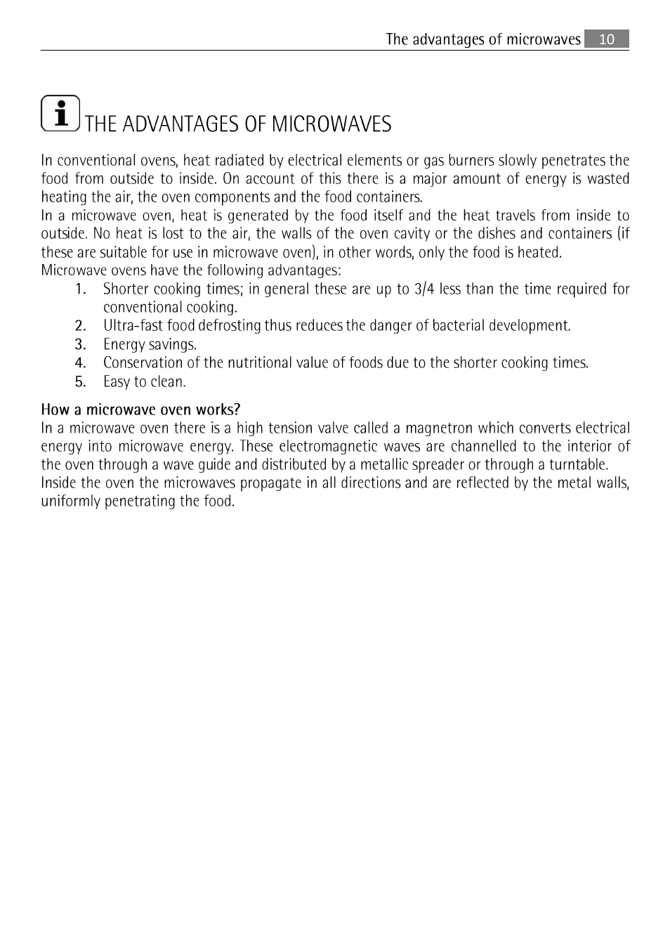 I the advantages of microwaves, 10 the advantages of microwaves | AEG MCC 3881 E-M  EN User Manual | Page 11 / 46