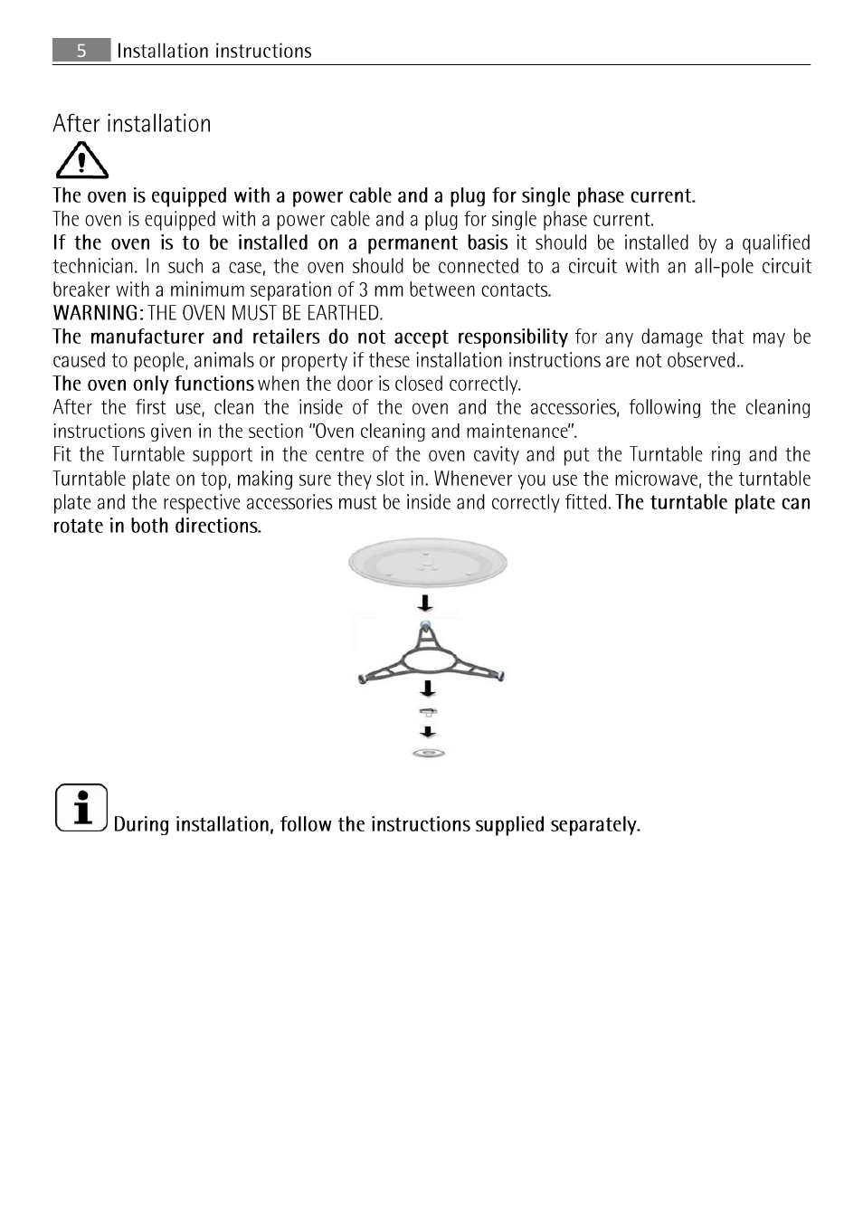 After installation | AEG MCC 3881 E-M  EN User Manual | Page 6 / 46