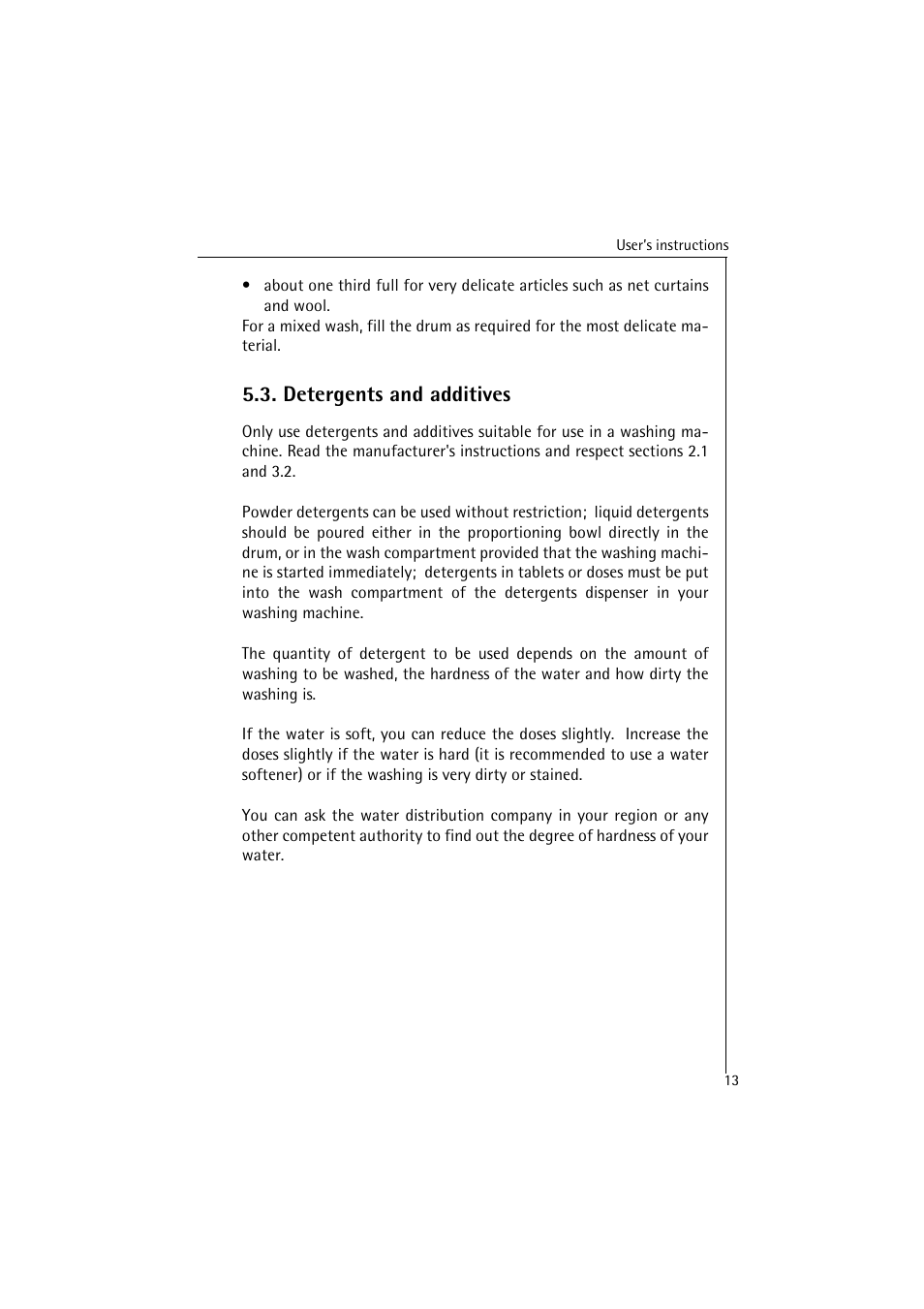 Detergents and additives | AEG LAVAMAT 40820 User Manual | Page 13 / 32