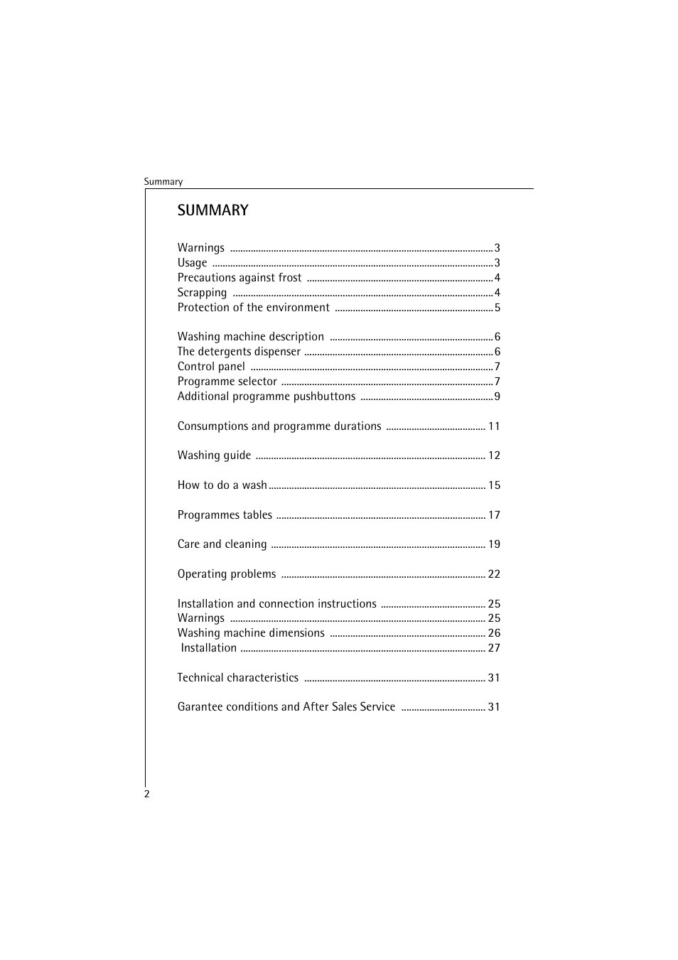Summary | AEG LAVAMAT 40820 User Manual | Page 2 / 32