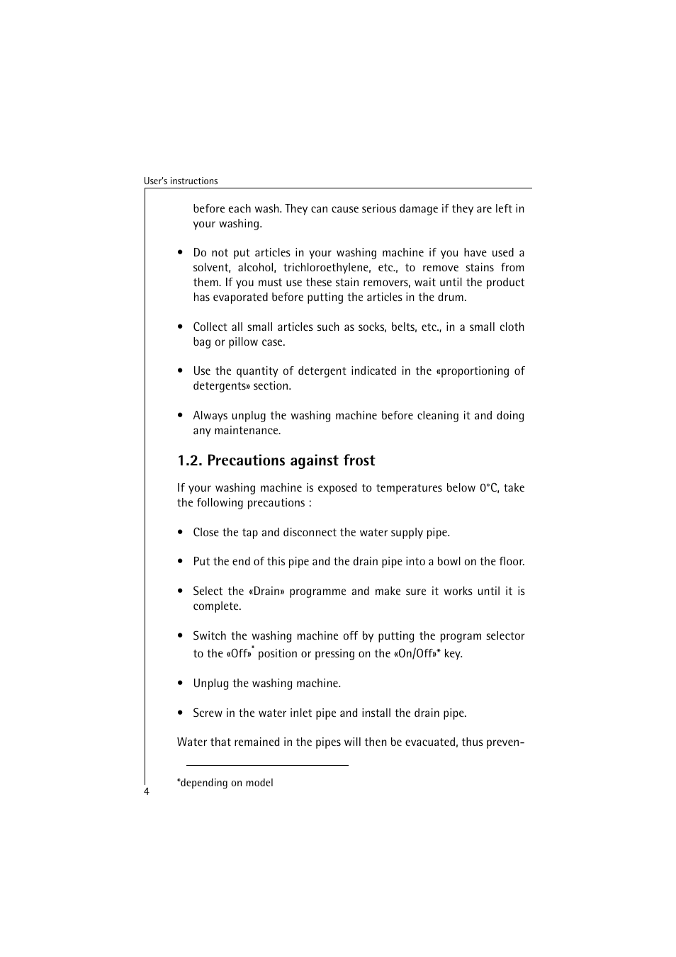 Precautions against frost | AEG LAVAMAT 40820 User Manual | Page 4 / 32