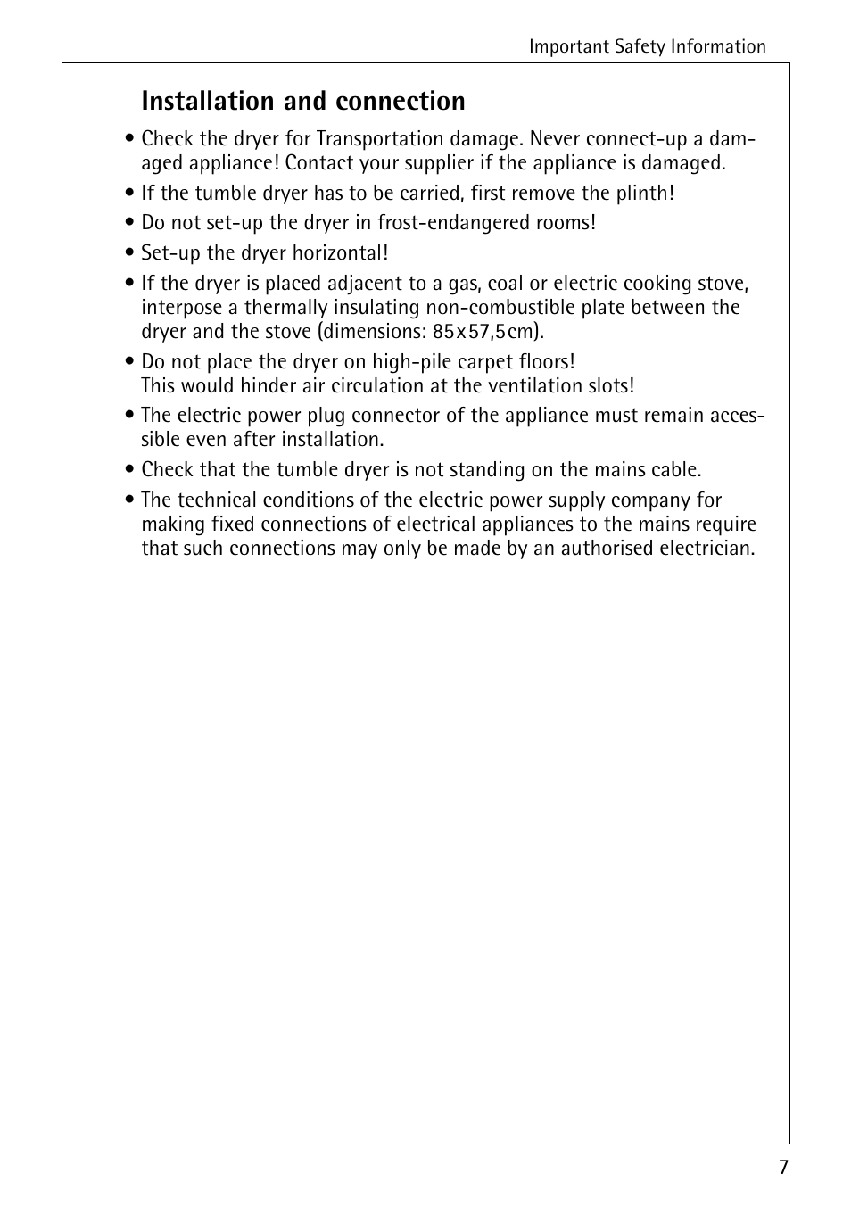 Installation and connection | AEG LAVATHERM T 520 User Manual | Page 7 / 36