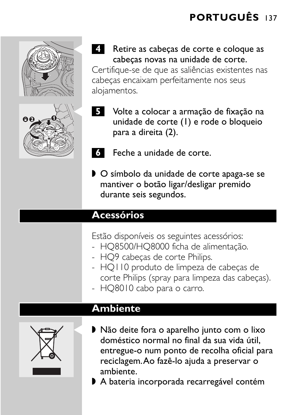 Philips Afeitadora eléctrica User Manual | Page 135 / 160