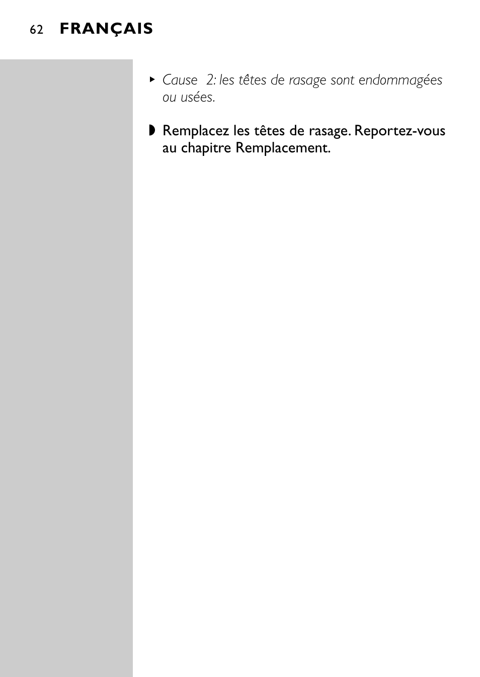 Français | Philips Afeitadora eléctrica User Manual | Page 60 / 160