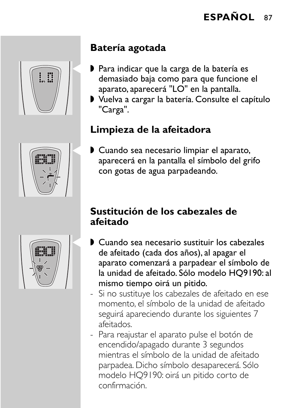 Philips Afeitadora eléctrica User Manual | Page 85 / 160