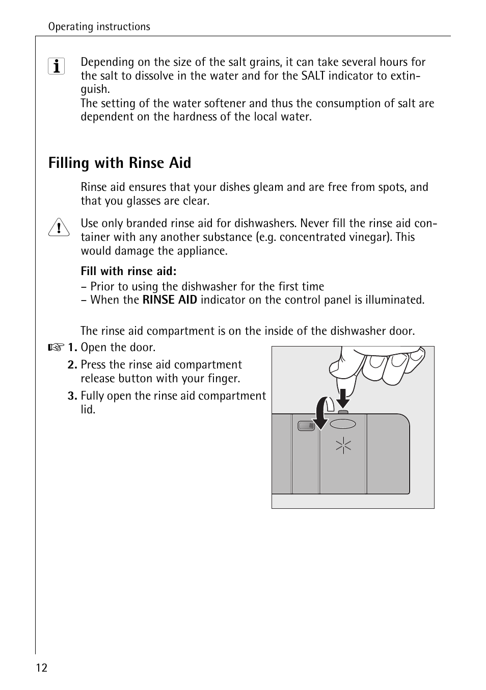 Filling with rinse aid | AEG KO_FAVORIT 4270 I User Manual | Page 12 / 44
