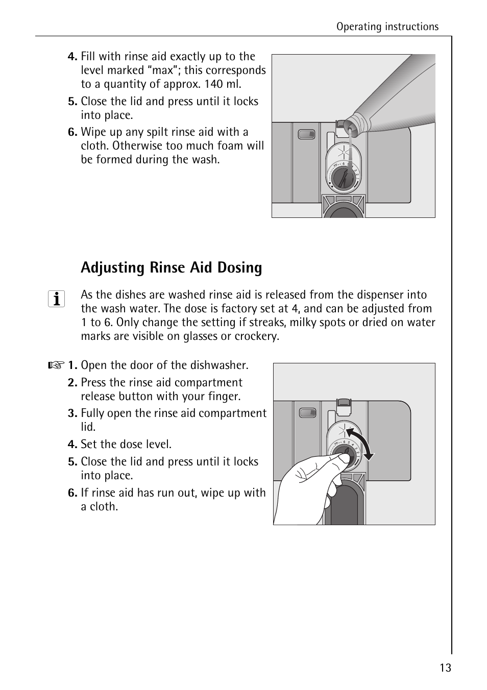 Adjusting rinse aid dosing | AEG KO_FAVORIT 4270 I User Manual | Page 13 / 44
