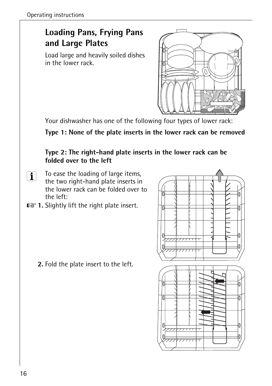 Loading pans, frying pans and large plates | AEG KO_FAVORIT 4270 I User Manual | Page 16 / 44