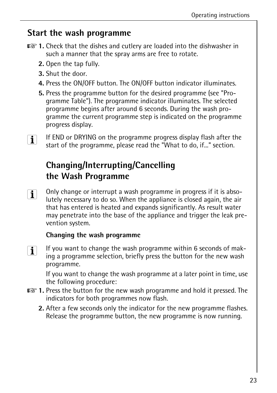 Start the wash programme | AEG KO_FAVORIT 4270 I User Manual | Page 23 / 44