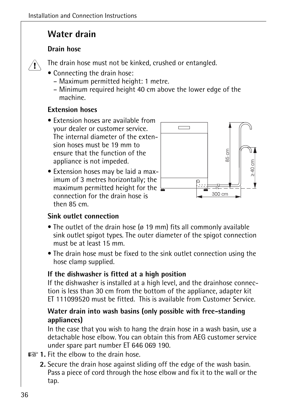 Water drain | AEG KO_FAVORIT 4270 I User Manual | Page 36 / 44