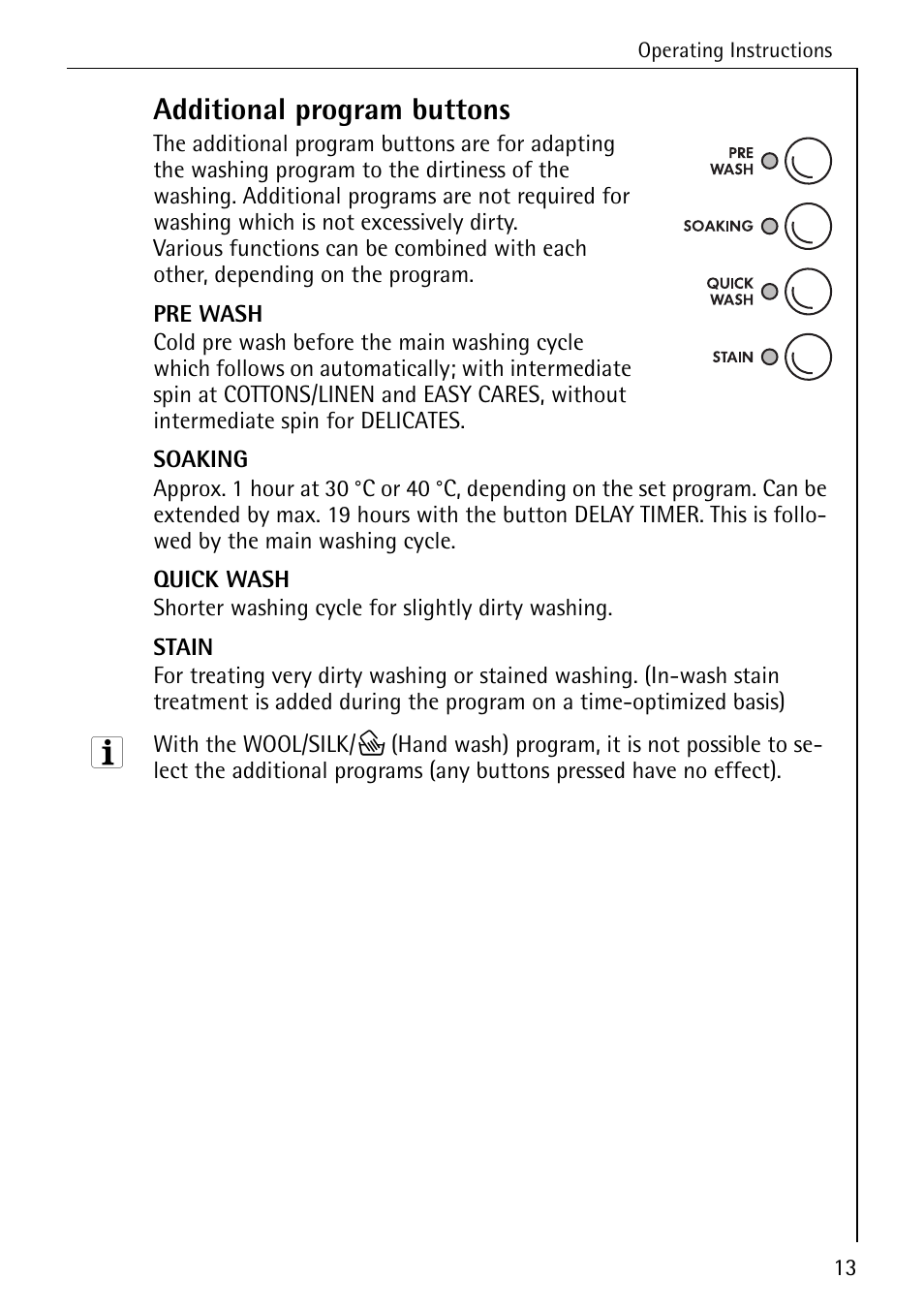 Additional program buttons | AEG OKO-LAVAMAT 76760 User Manual | Page 13 / 60