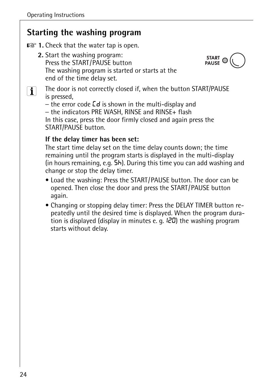 Starting the washing program | AEG OKO-LAVAMAT 76760 User Manual | Page 24 / 60