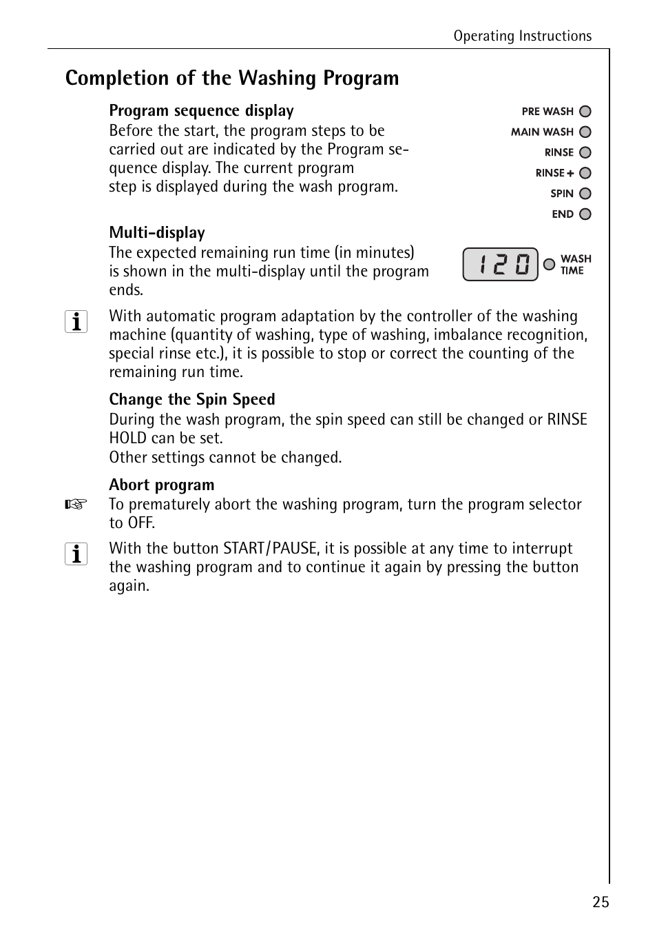 Completion of the washing program | AEG OKO-LAVAMAT 76760 User Manual | Page 25 / 60