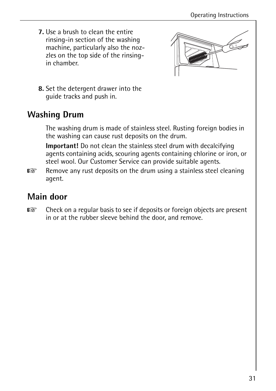 Washing drum, Main door | AEG OKO-LAVAMAT 76760 User Manual | Page 31 / 60