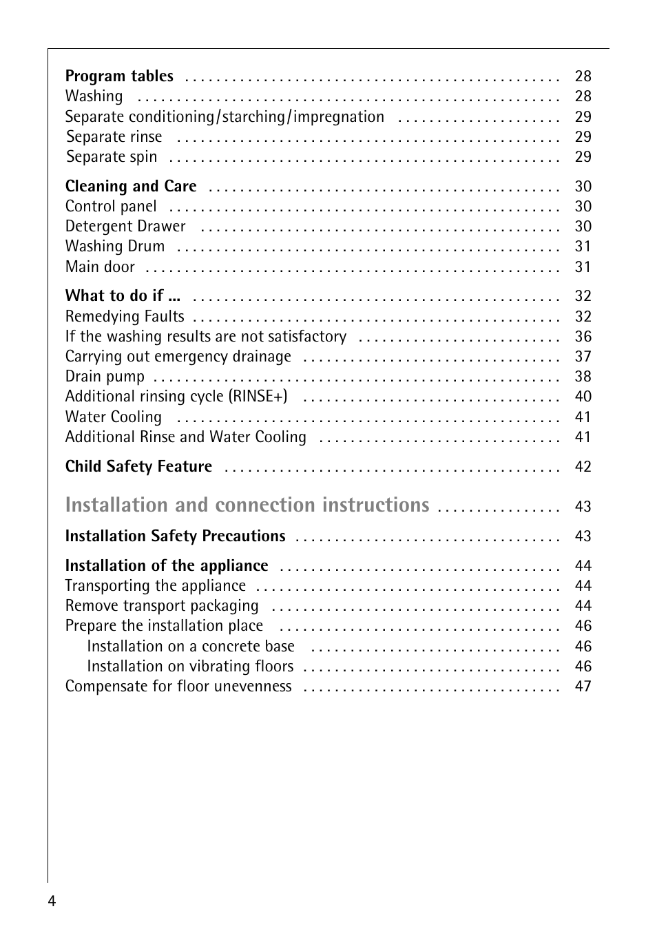 Installation and connection instructions | AEG OKO-LAVAMAT 76760 User Manual | Page 4 / 60