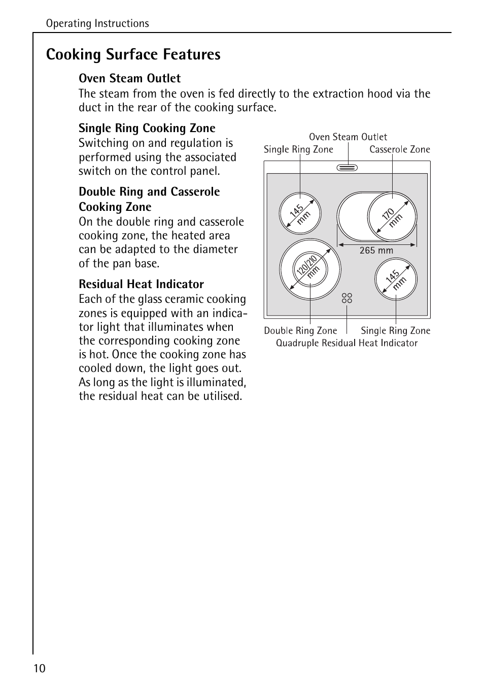 Cooking surface features | AEG COMPETENCE 5033 V User Manual | Page 10 / 52