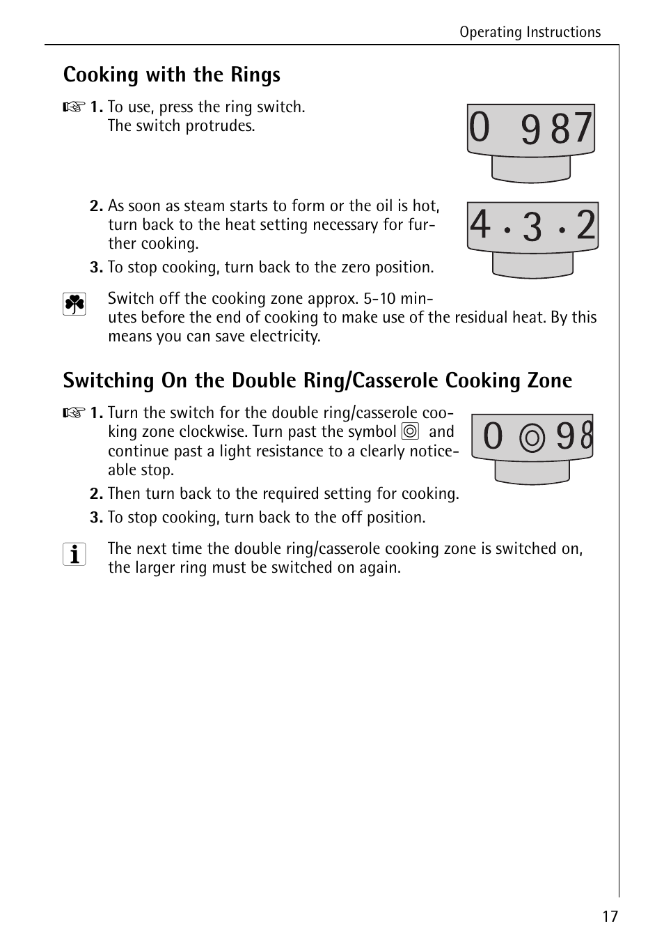 Cooking with the rings | AEG COMPETENCE 5033 V User Manual | Page 17 / 52