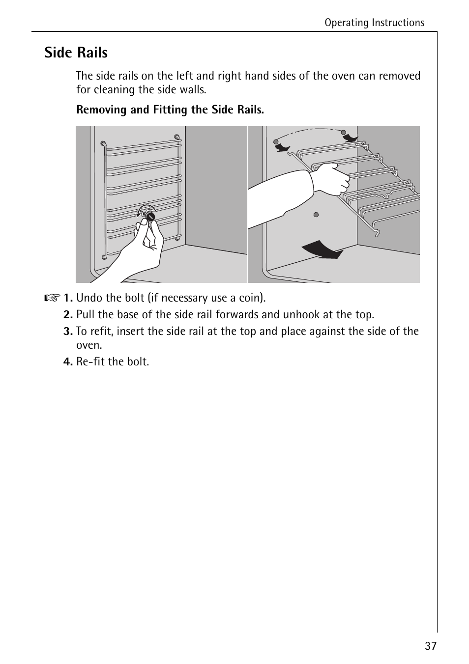 Side rails | AEG COMPETENCE 5033 V User Manual | Page 37 / 52