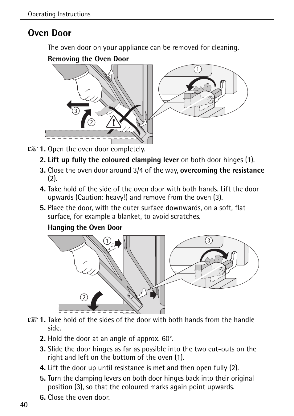 Oven door | AEG COMPETENCE 5033 V User Manual | Page 40 / 52