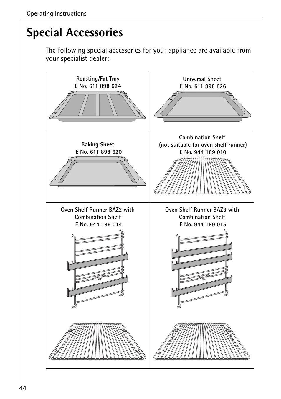 Special accessories | AEG COMPETENCE 5033 V User Manual | Page 44 / 52