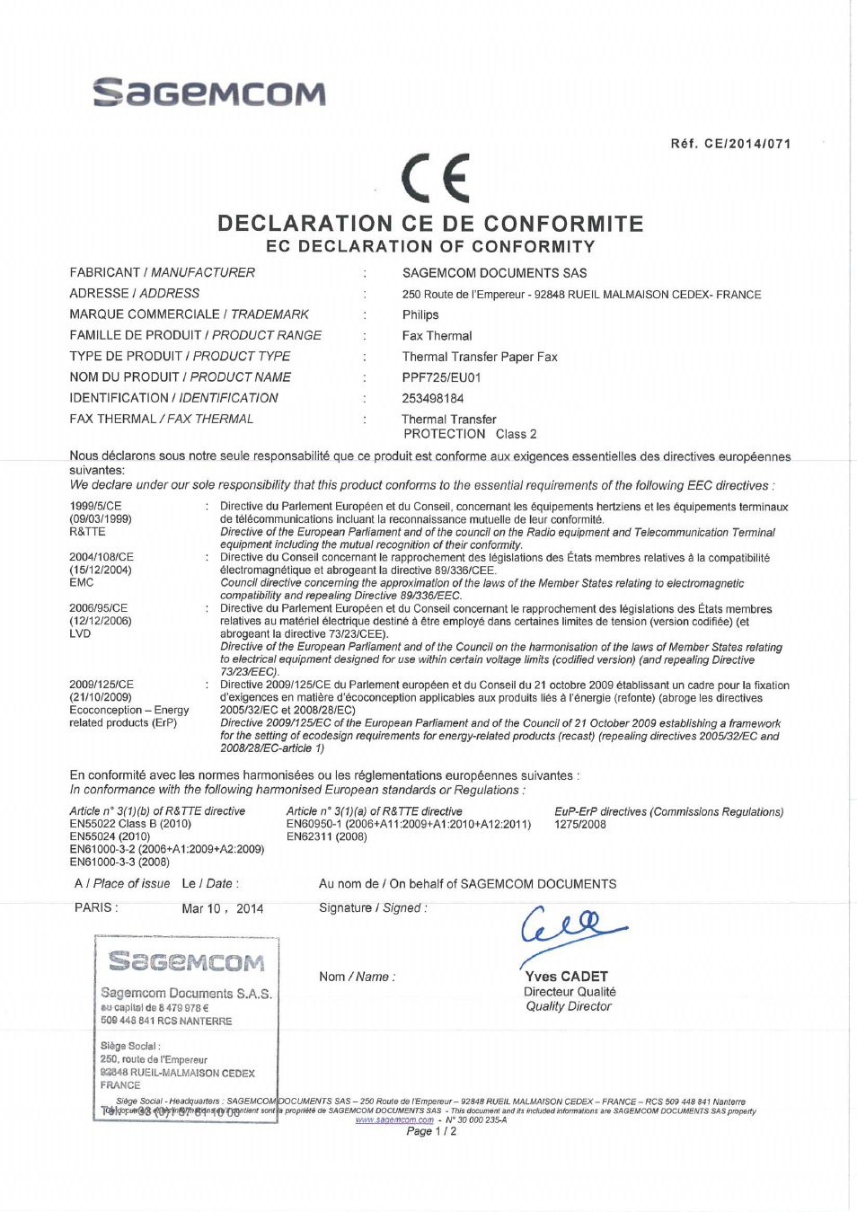 Philips FaxPro Papel de fax normal User Manual | 3 pages