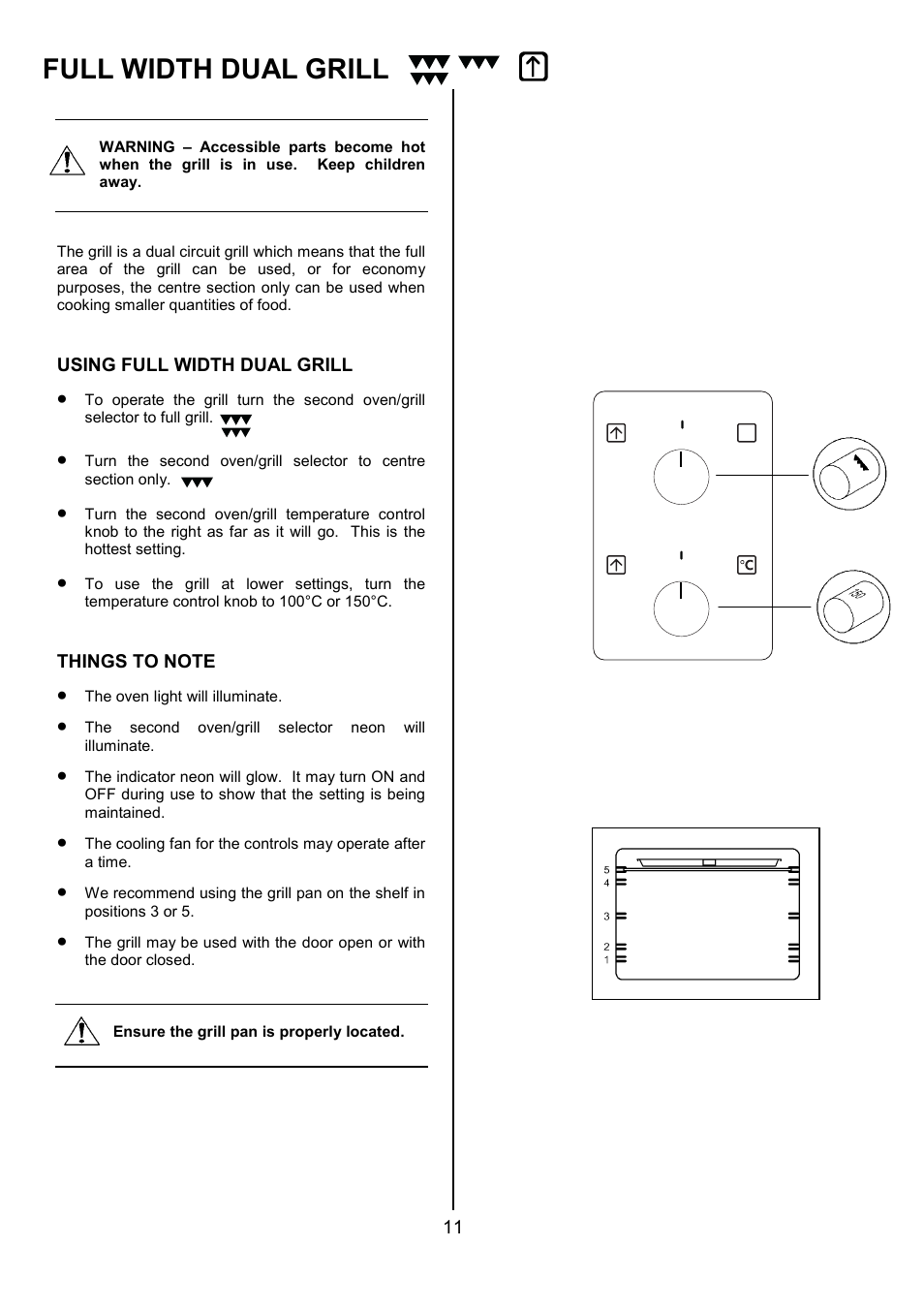 Full width dual grill | AEG COMPETENCE U3100-4 User Manual | Page 11 / 36