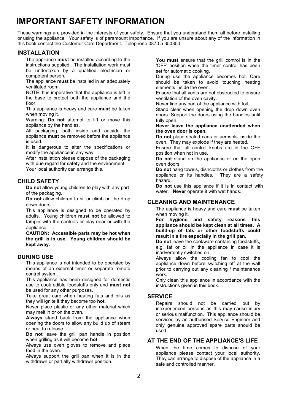 Important safety information | AEG COMPETENCE U3100-4 User Manual | Page 2 / 36
