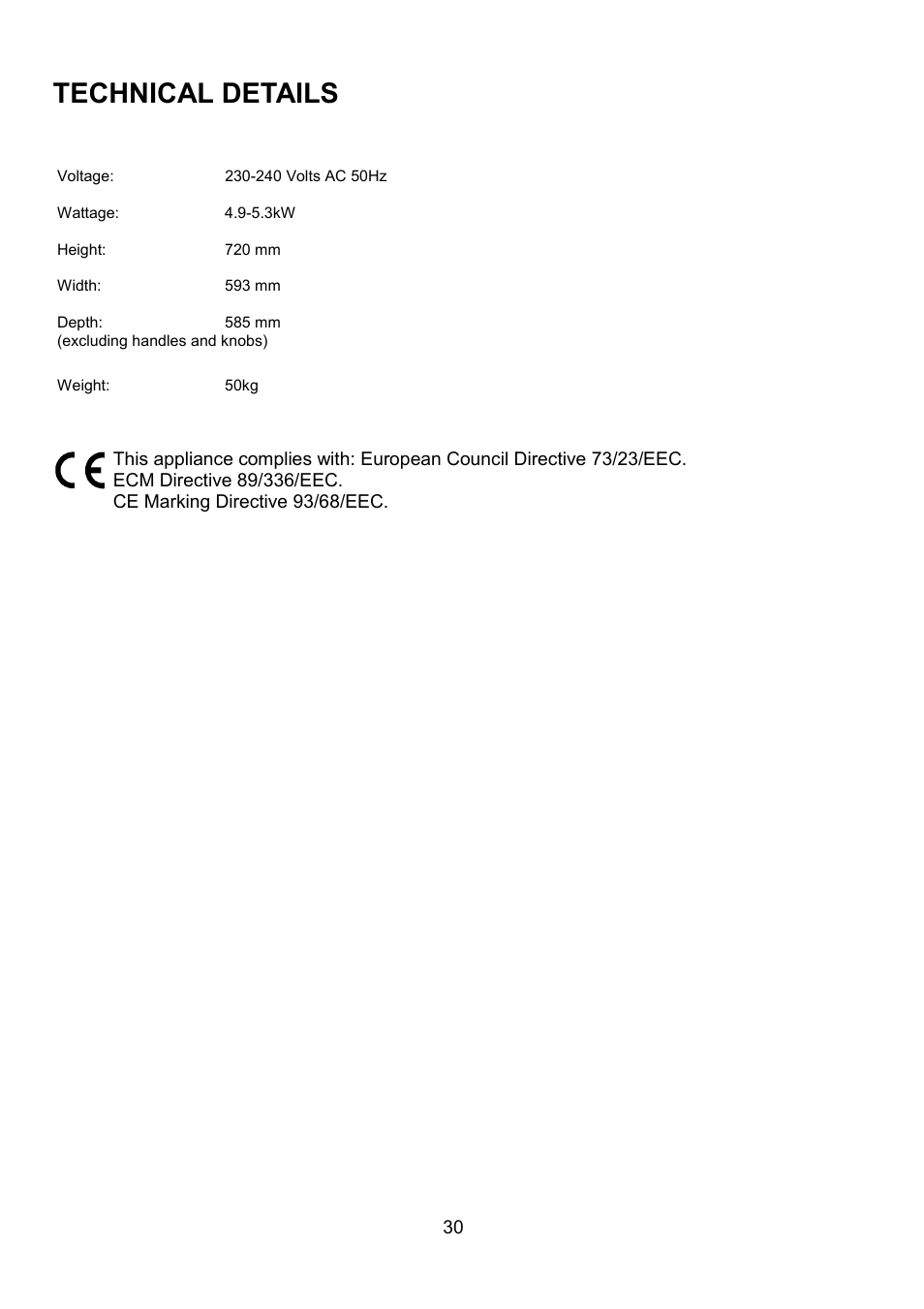 Technical details | AEG COMPETENCE U3100-4 User Manual | Page 30 / 36