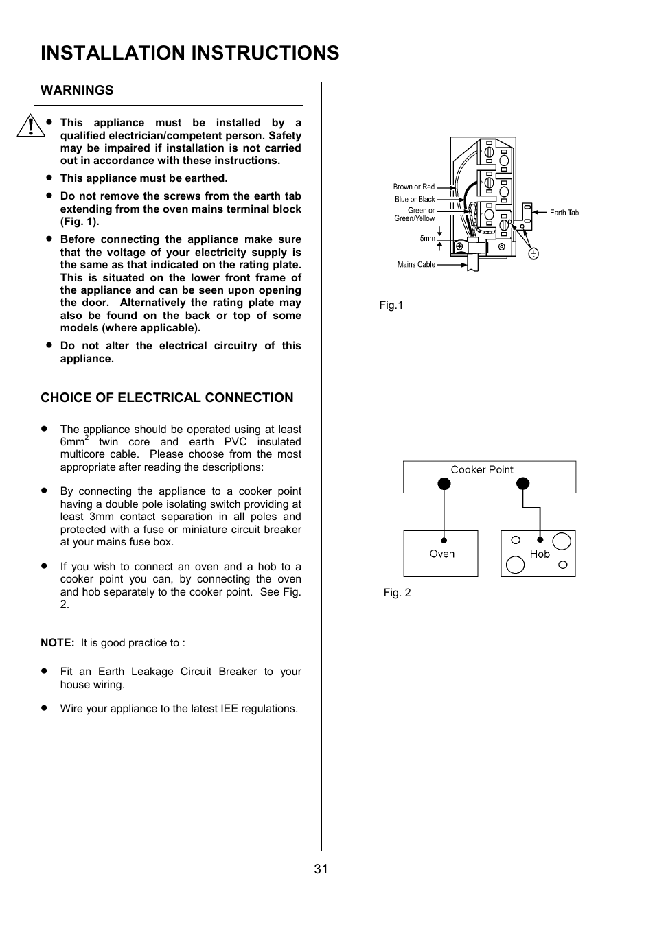 Installation instructions | AEG COMPETENCE U3100-4 User Manual | Page 31 / 36