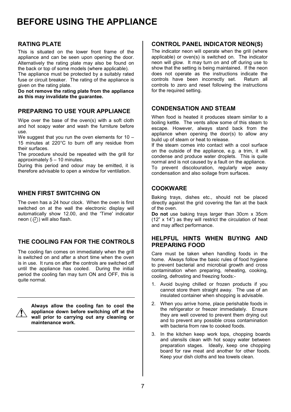 Before using the appliance | AEG COMPETENCE U3100-4 User Manual | Page 7 / 36