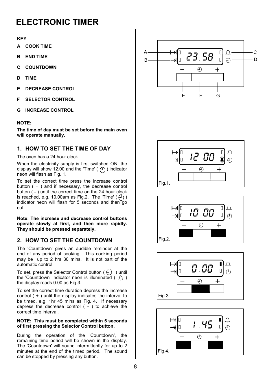 Electronic timer | AEG COMPETENCE U3100-4 User Manual | Page 8 / 36