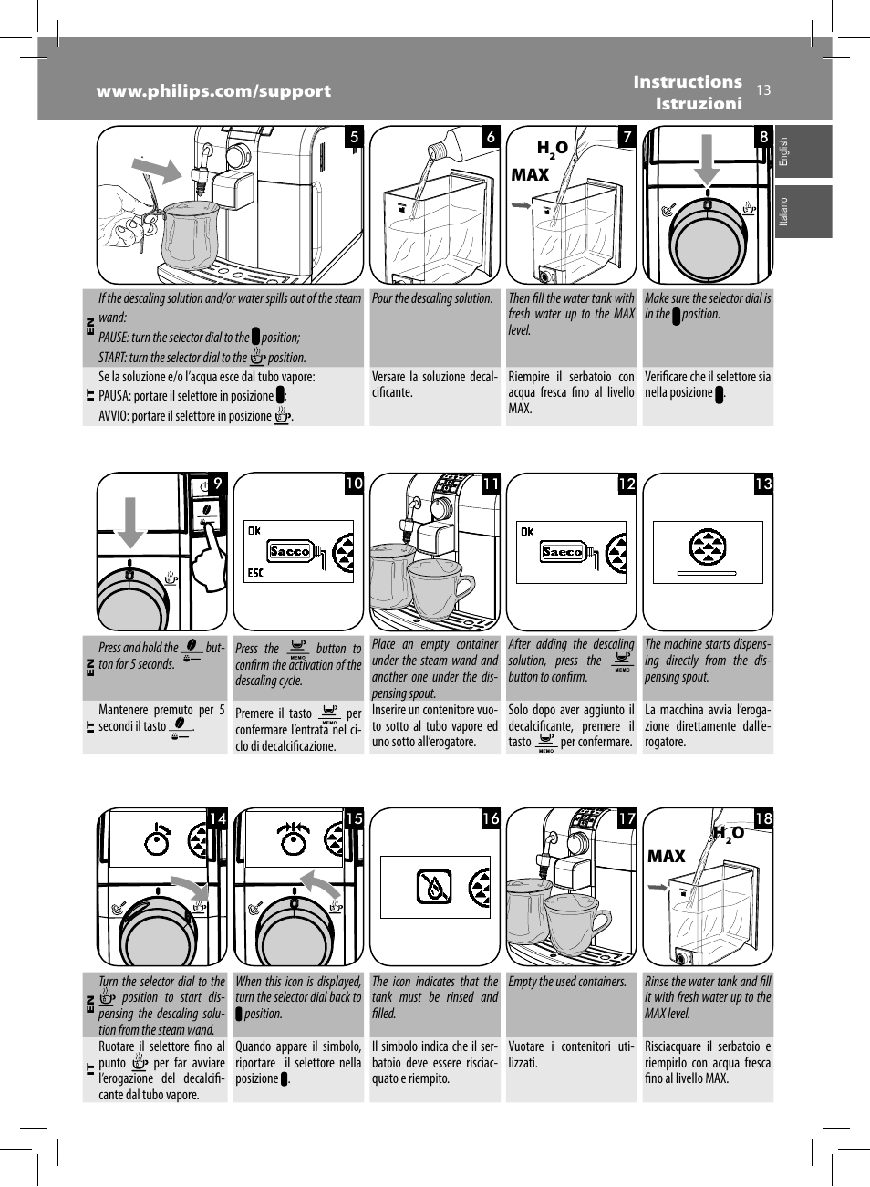 Philips Saeco Syntia Cafetera expreso súper automática User Manual | Page 13 / 84