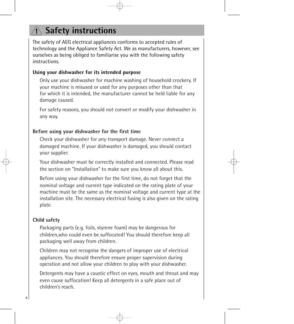 Safety instructions | AEG KO_FAVORIT 64800 User Manual | Page 4 / 43