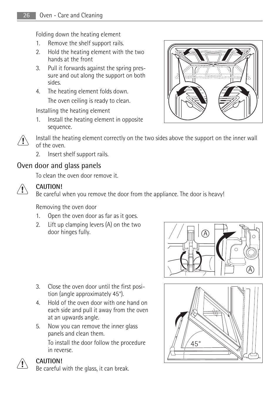 Oven door and glass panels | AEG 41056VH-MN User Manual | Page 26 / 32