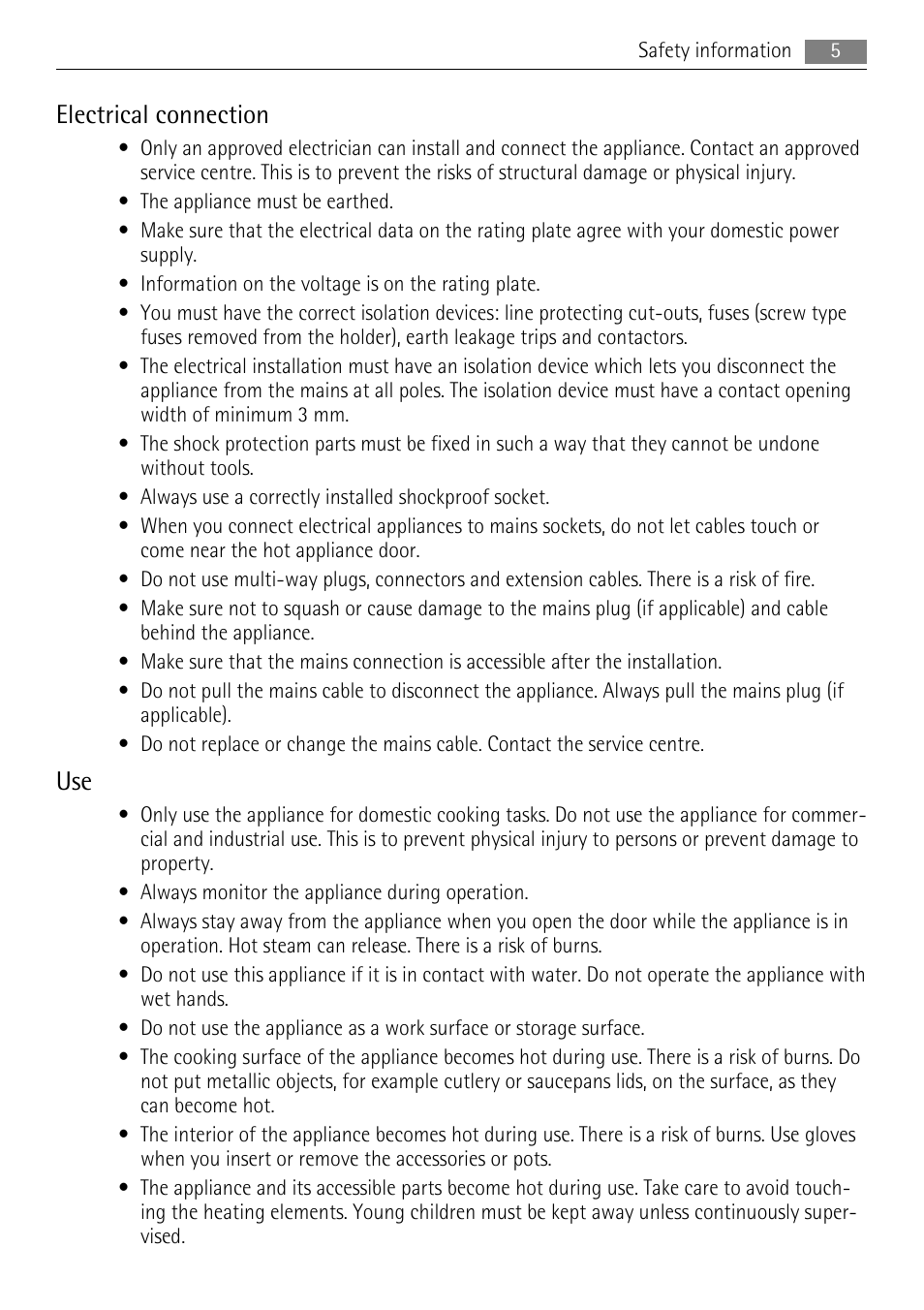 Electrical connection | AEG 41056VH-MN User Manual | Page 5 / 32