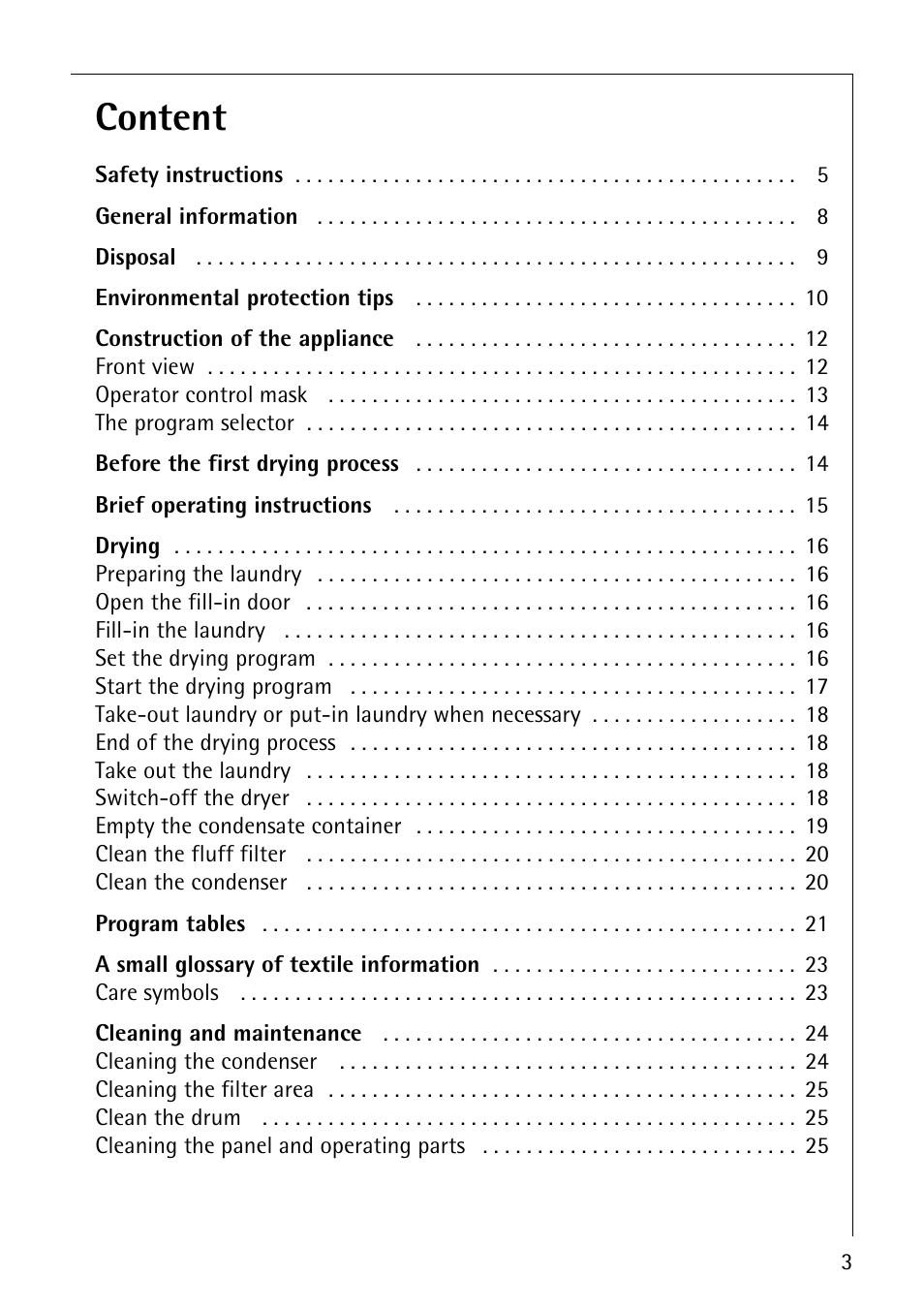 Content | AEG LAVATHERM 56609 User Manual | Page 3 / 36